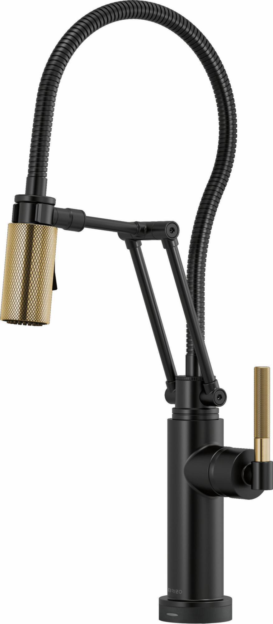 Litze SmartTouch Articulating Kitchen Faucet with Finished Hose and Kn ...