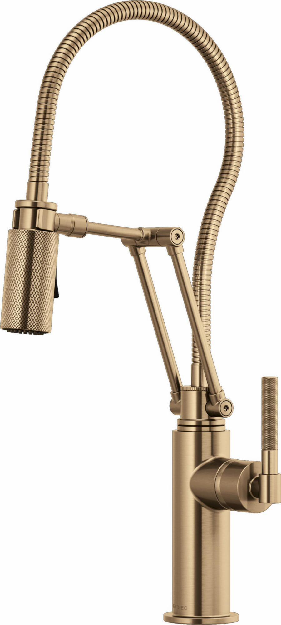 Litze Articulating Kitchen Faucet with Finished Hose and Knurled Handl ...