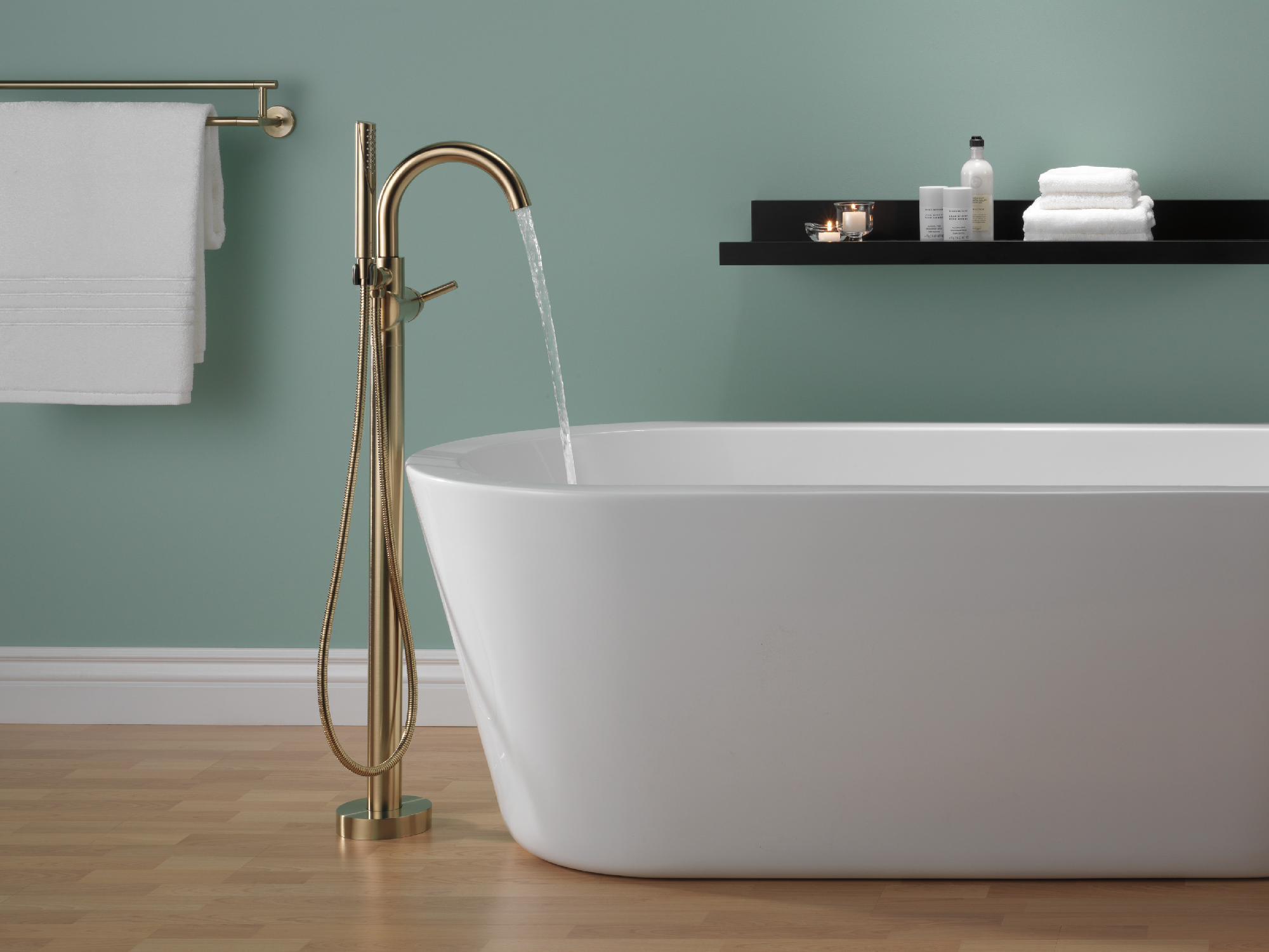 Trinsic Floor Mount Freestanding Tub Filler Trim - Champagne