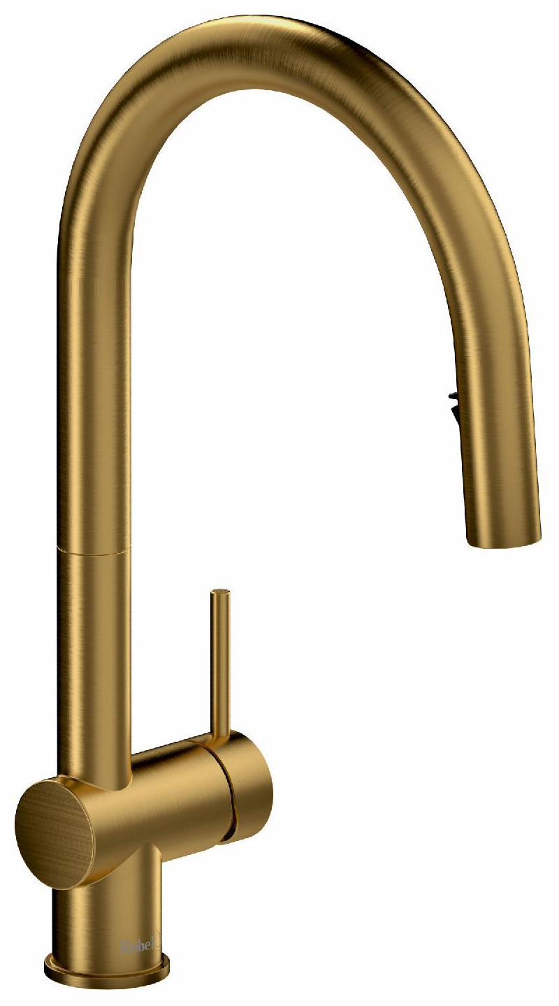 RIOBEL AZ201BG Azure Kitchen Faucet with Pulldown Spray - Brushed Gold ...