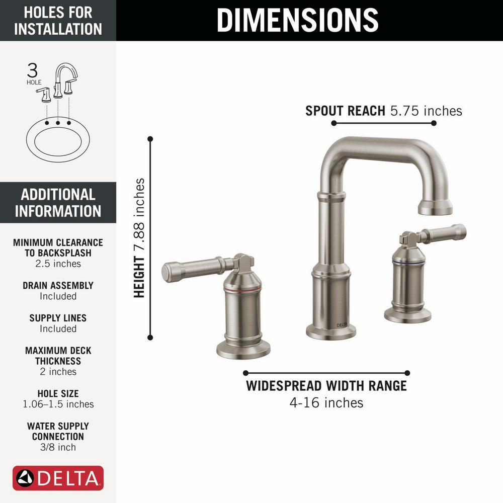 Broderick Widespread Bathroom Faucet Lumicoat Stainless 3584SSPRD