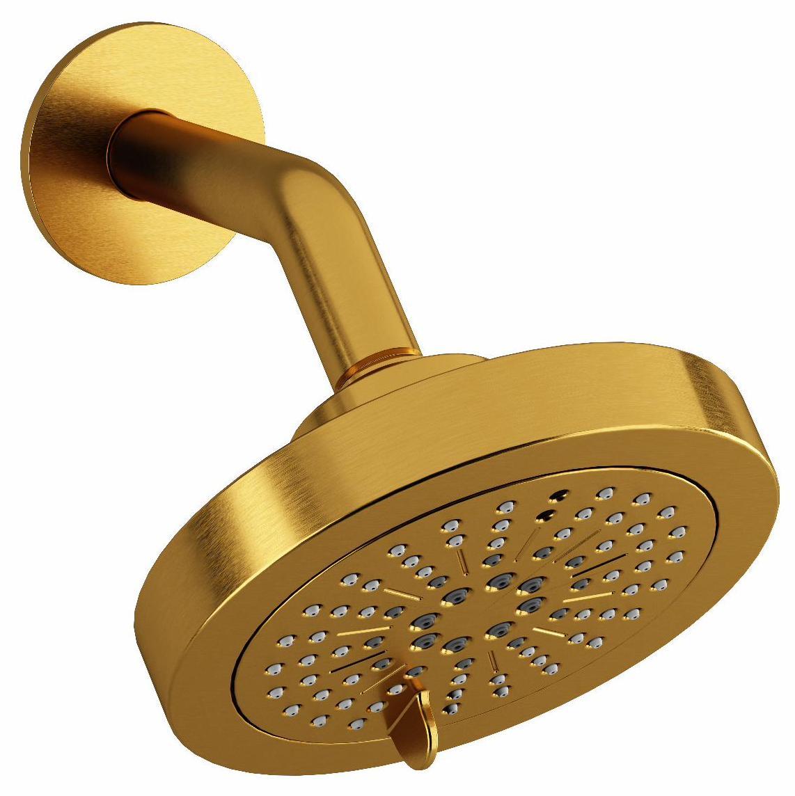 6" 2Function Round Showerhead with Arm with 1.8 GPM Brushed Gold 36