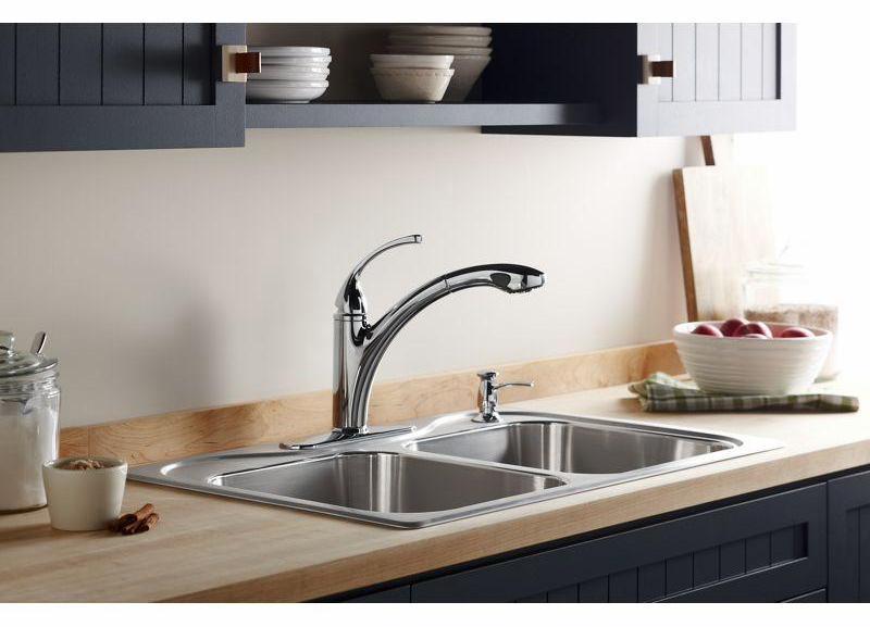 KOHLER 2024 10433-VS Forte Control Pull-Out Kitchen Sink Faucet, Single Lever Handle,