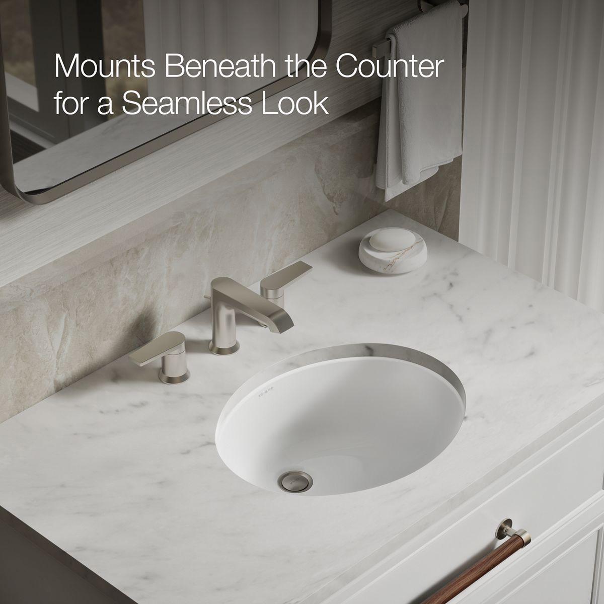 ケイウッド Kohler Caxton Oval 15x12 Undermount Sink – White – Splashes