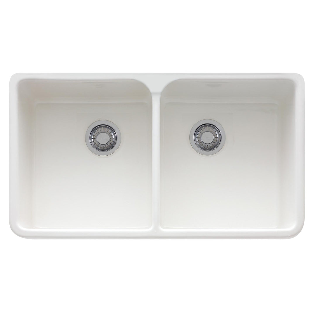 Manor House 35-5/8" 2 Bowl Apron Front Kitchen Sink - White MHK720-35WH Franke