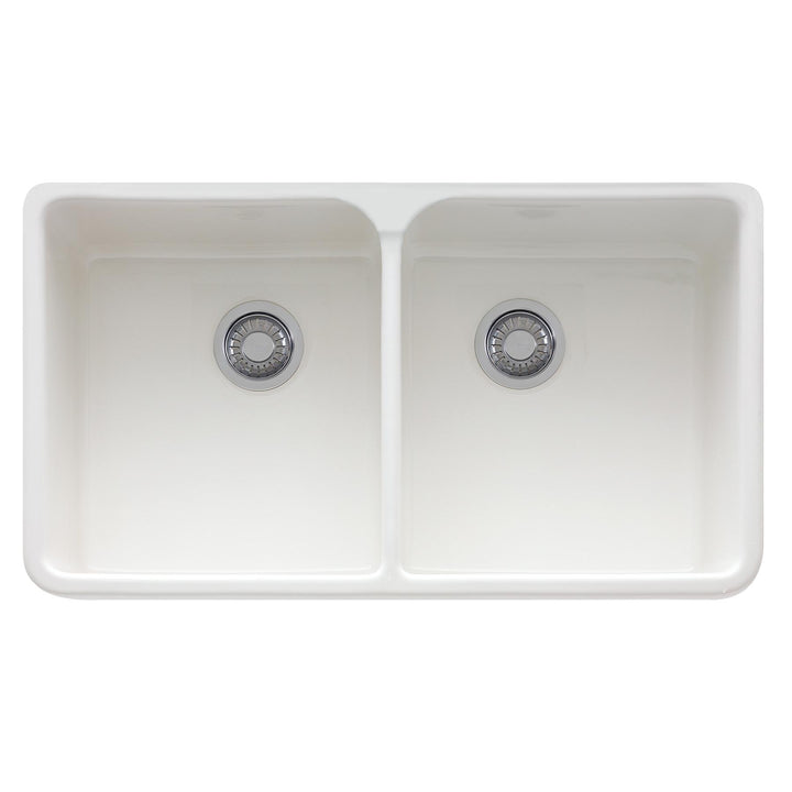 Manor House 35-5/8" 2 Bowl Apron Front Kitchen Sink - White MHK720-35WH Franke
