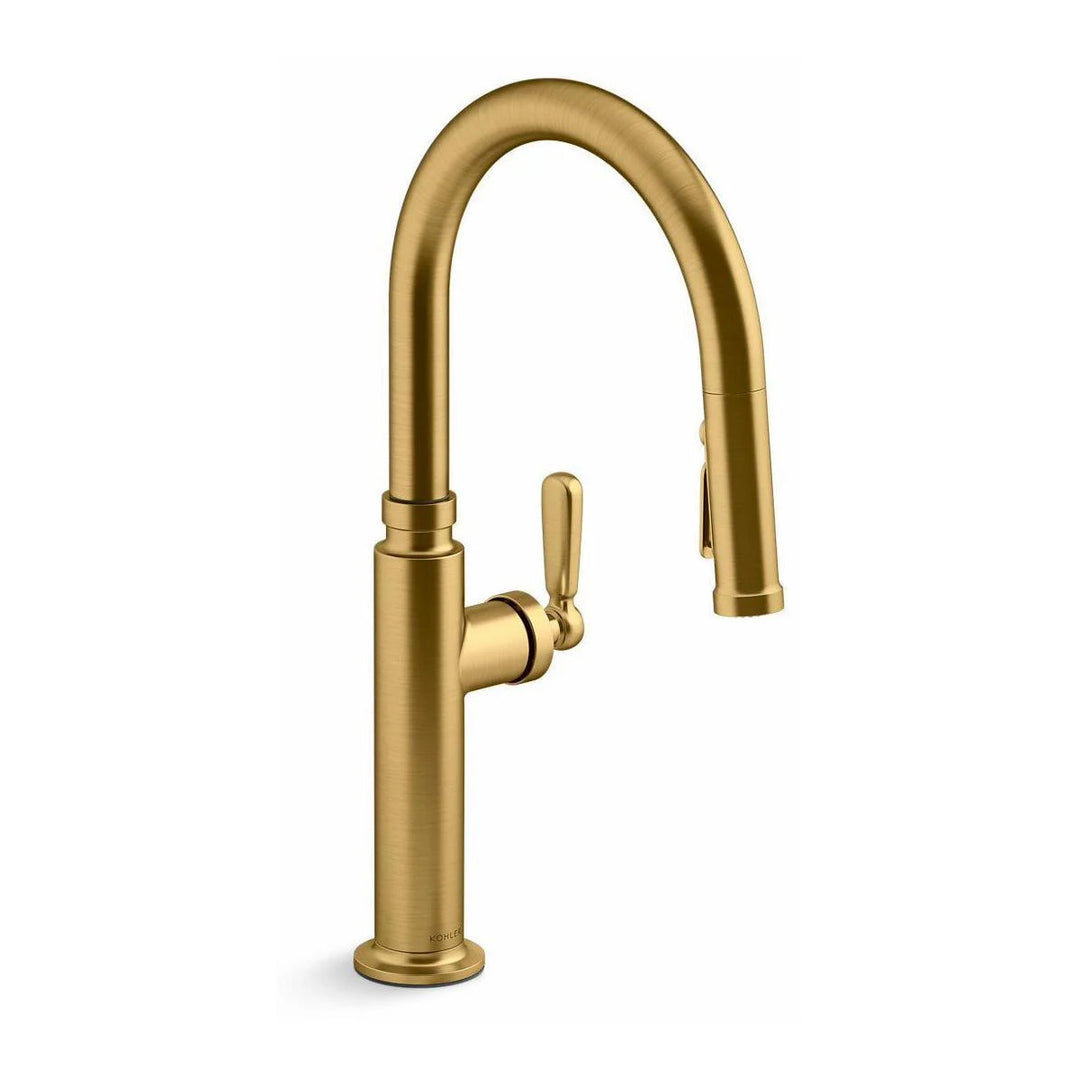 Edalyn by Studio McGee Kitchen Faucet with Pulldown Spray - Vibrant Brushed Moderne Brass 28358-2MB Kohler