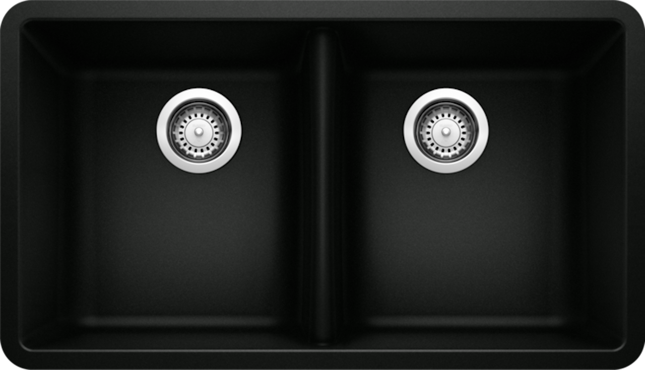 Horizon U 2 Bowl Silgranit Undermount Kitchen Sink - Coal Black 402679 ...