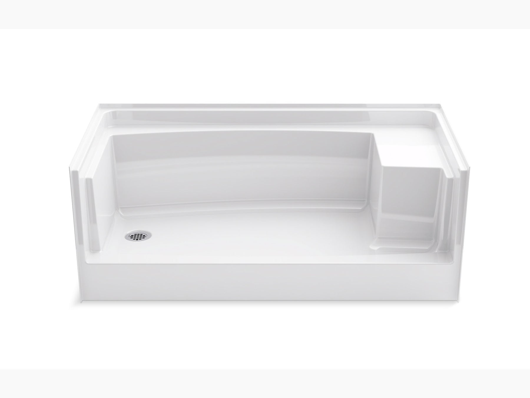 Hytec GR5410L0 Bowen 60" Gelcoat Shower Base with Seat and LH Drain